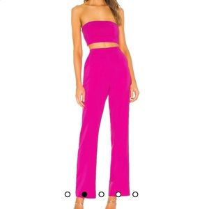 NBD REVOLVE Topaz Bandeau Top Pants Magenta Pink Neon Matching Set Jumpsuit XS